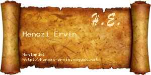 Henczi Ervin névjegykártya