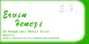 ervin henczi business card